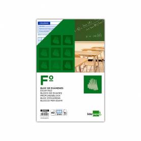 Bloc examenes liderpapel cuadro 2mm folio 40 hojas 60g/m2