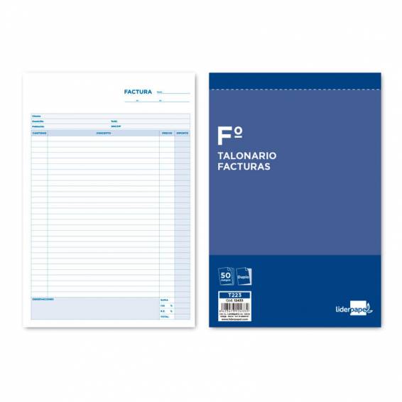 Talonario liderpapel facturas folio original y copia t223 con i.v.a.