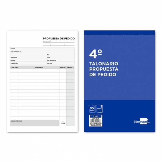 Talonario liderpapel pedidos cuarto original y copia t222