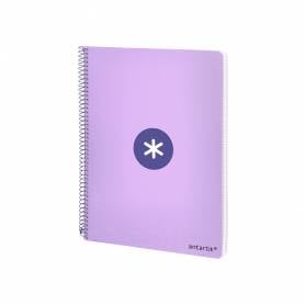 Cuaderno espiral liderpapel a5 antartik tapa dura 80h 100 gr cuadro 5mm color lavanda