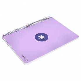 Cuaderno espiral liderpapel a4 micro antartik tapa dura 80h 100 gr cuadro 5 mm sin bandas 4 taladros color lavanda