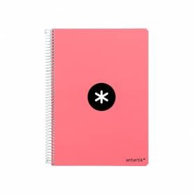 Cuaderno espiral liderpapel a4 micro antartik tapa dura 80 h 100 gr cuadro 5mm sin bandas 4 taladros color coral