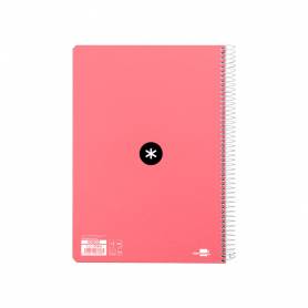 Cuaderno espiral liderpapel a4 micro antartik tapa dura 80 h 100 gr cuadro 5mm sin bandas 4 taladros color coral