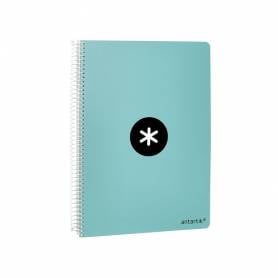 Cuaderno espiral liderpapel a4 micro antartik tapa dura 80h 100 gr cuadro 5mm sin bandas 4 taladros color menta