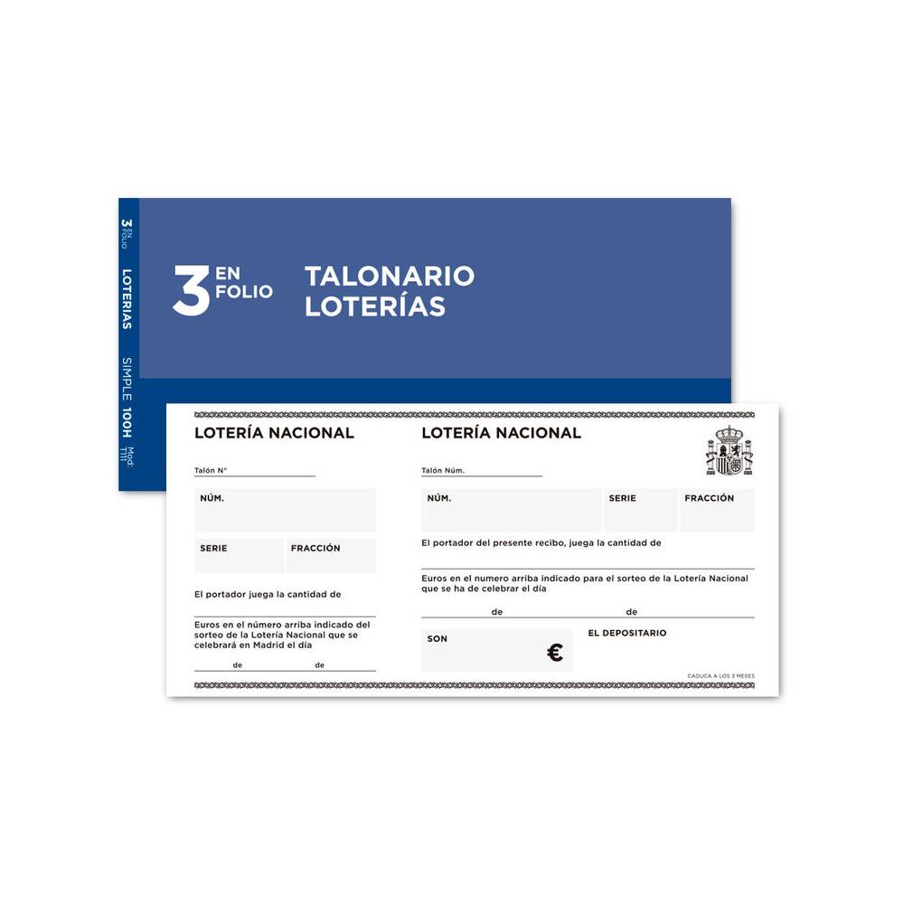 Talonario liderpapel loteria tres en folio 111