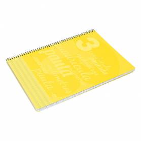 Cuaderno espiral liderpapel folio pautaguia tapa plastico 80h 75gr cuadro pautado 3mm con margen color amarillo