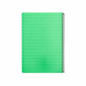 Cuaderno espiral liderpapel folio pautaguia tapa plastico 80h 75gr cuadro pautado 4mm con margen color verde