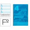 Cuaderno espiral liderpapel folio pautaguia tapa plastico 80h 75gr cuadro pautado 4mm con margen color azul - BE36