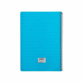 Cuaderno espiral liderpapel folio pautaguia tapa plastico 80h 75gr cuadro pautado 4mm con margen color azul