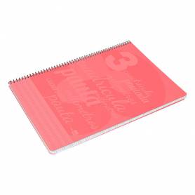 Cuaderno espiral liderpapel folio pautaguia tapa plastico 80h 75gr cuadro pautado 3mm con margen color rojo