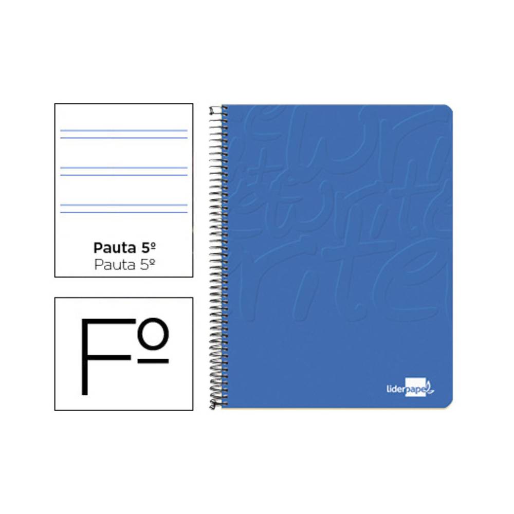 Cuaderno espiral liderpapel folio write tapa blanda 80h 60gr pauta 2,5 mm con margen color azul