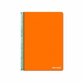 Cuaderno espiral liderpapel folio write tapa blanda 80h 60gr pauta 2,5 mm con margen color naranja