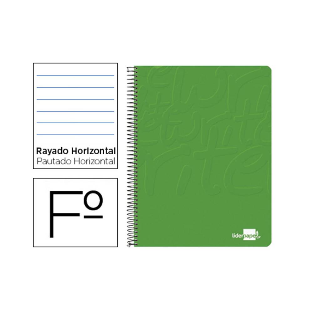 Cuaderno espiral liderpapel folio write tapa blanda 80h 60gr horizontal con margen color verde