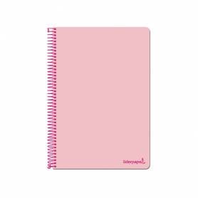 Cuaderno espiral liderpapel folio write tapa blanda 80h 60gr cuadro 4mm con margen color rosa