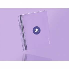 Cuaderno espiral liderpapel a5 micro antartik tapa forrada120h 90 gr cuadro 5mm 5 banda 6 taladros color lavanda