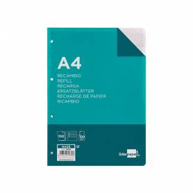 Recambio liderpapel a4 100 hojas 100 g/m2 rayado horizontal con margen 4 taladros