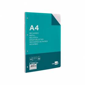 Recambio liderpapel a4 100 hojas 100 g/m2 rayado horizontal con margen 4 taladros