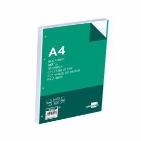 Recambio liderpapel a4 100 hojas 100g/m2 cuadro 5mm 4 taladros bandas de 5 colores