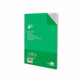 Recambio liderpapel cuarto 100 hojas 60g/m2 rayado nº 46 6 taladros