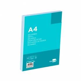 Recambio liderpapel a4 100 hojas 75g/m2 cuadro 4mm con margen 4 taladros