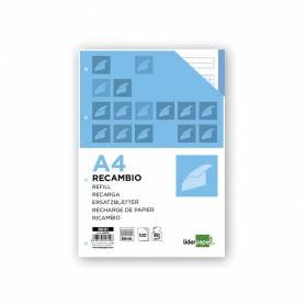 Recambio liderpapel a4 120 hojas 80g/m2 cuadro 5mm sin margen 4 taladros bandas de 5 colores