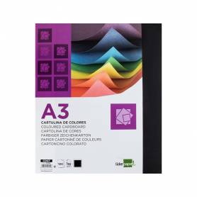 Cartulina liderpapel a3 180g/m2 negro paquete de 100 hojas