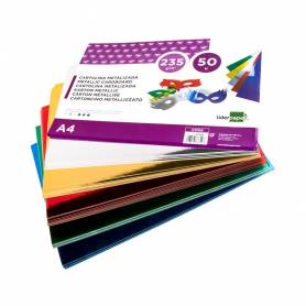 Cartulina liderpapel a4 235 g/m2 metalizada 5 colores surtidos paquete de 50 hojas