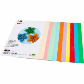 Cartulina liderpapel a4 180g/m2 10 colores surtidos paquete de 100 hojas