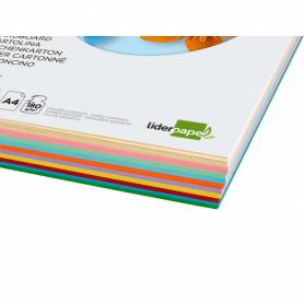 Cartulina liderpapel a4 180g/m2 10 colores surtidos paquete de 100 hojas