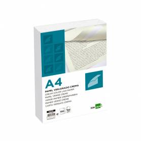 Papel verjurado liderpapel a4 120g/m2 crema paquete de 100 hojas