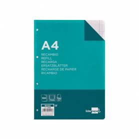 Recambio liderpapel a4 100 hojas 100g/m2 horizontal con doble margen 4 taladros