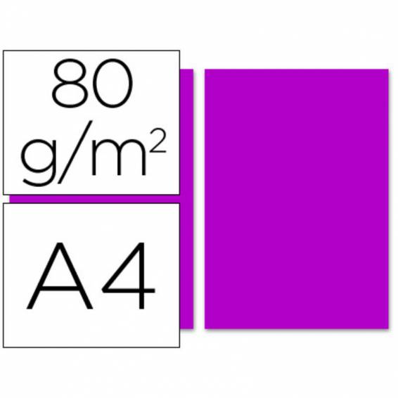 Papel color liderpapel a4 80gr fucsia paquete de 100 hojas