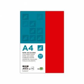 Papel color liderpapel a4 80gr rojo paquete de 100 hojas