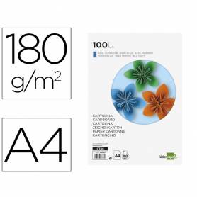 Cartulina liderpapel a4 180g/m2 azul ultramar paquete de 100 hojas