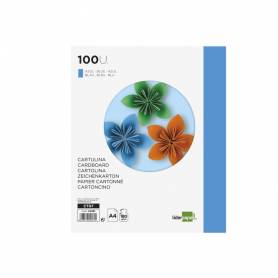 Cartulina liderpapel a4 180g/m2 azul paquete de 100 hojas