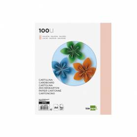 Cartulina liderpapel a4 180g/m2 salmon paquete de 100 hojas