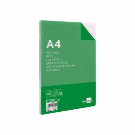 Recambio liderpapel folio 100 hojas 60g/m2 pauta 5ª 2.5mm con margen 16 taladros