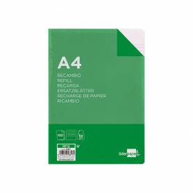 Recambio liderpapel a4 100 hojas 60g/m2 horizontal sin margen 16 taladros