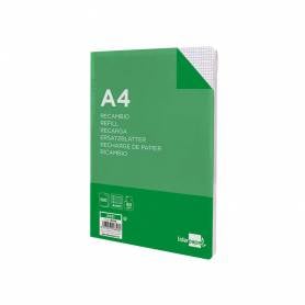 Recambio liderpapel a4 100 hojas 60g/m2 cuadro 4 mm con margen 16 taladros