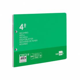 Recambio liderpapel cuarto apaisado 100 h 2tca-06 cuadro 3 mm 2 taladros con margen