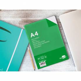 Recambio liderpapel a4 80 hoja 60g/m2 cuadro 4 mm con margen 4 taladros