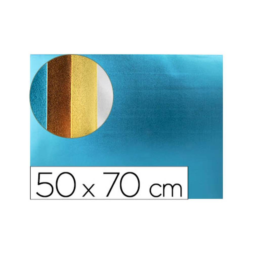 Goma eva liderpapel 50x70 cm espesor 2 mm metalizada azul claro