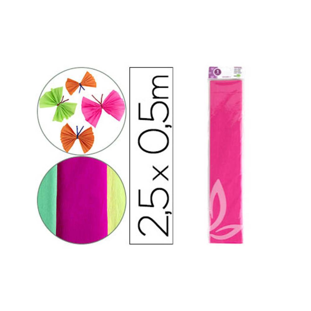 Papel crespon liderpapel 50 cm x 2,5 m 34g/m2 rosa fluorescente