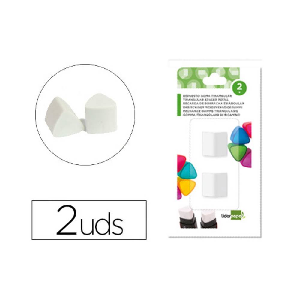 Repuesto goma liderpapel triangular con sacapuntas blister de 2 unidades