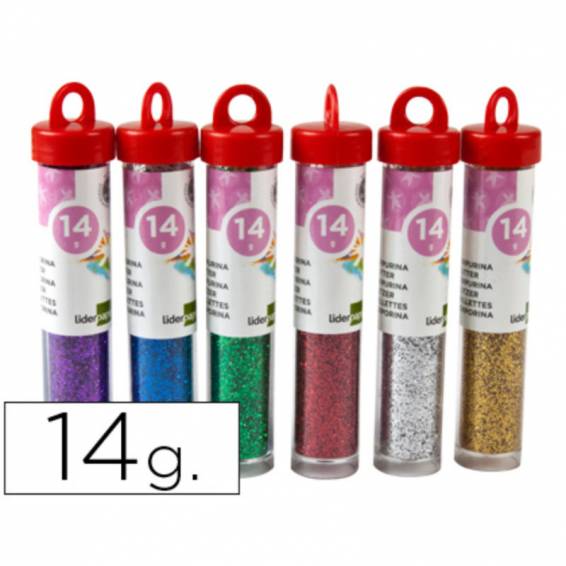 Purpurina liderpapel fantasia colores metalicos surtidos bote de 14 gr