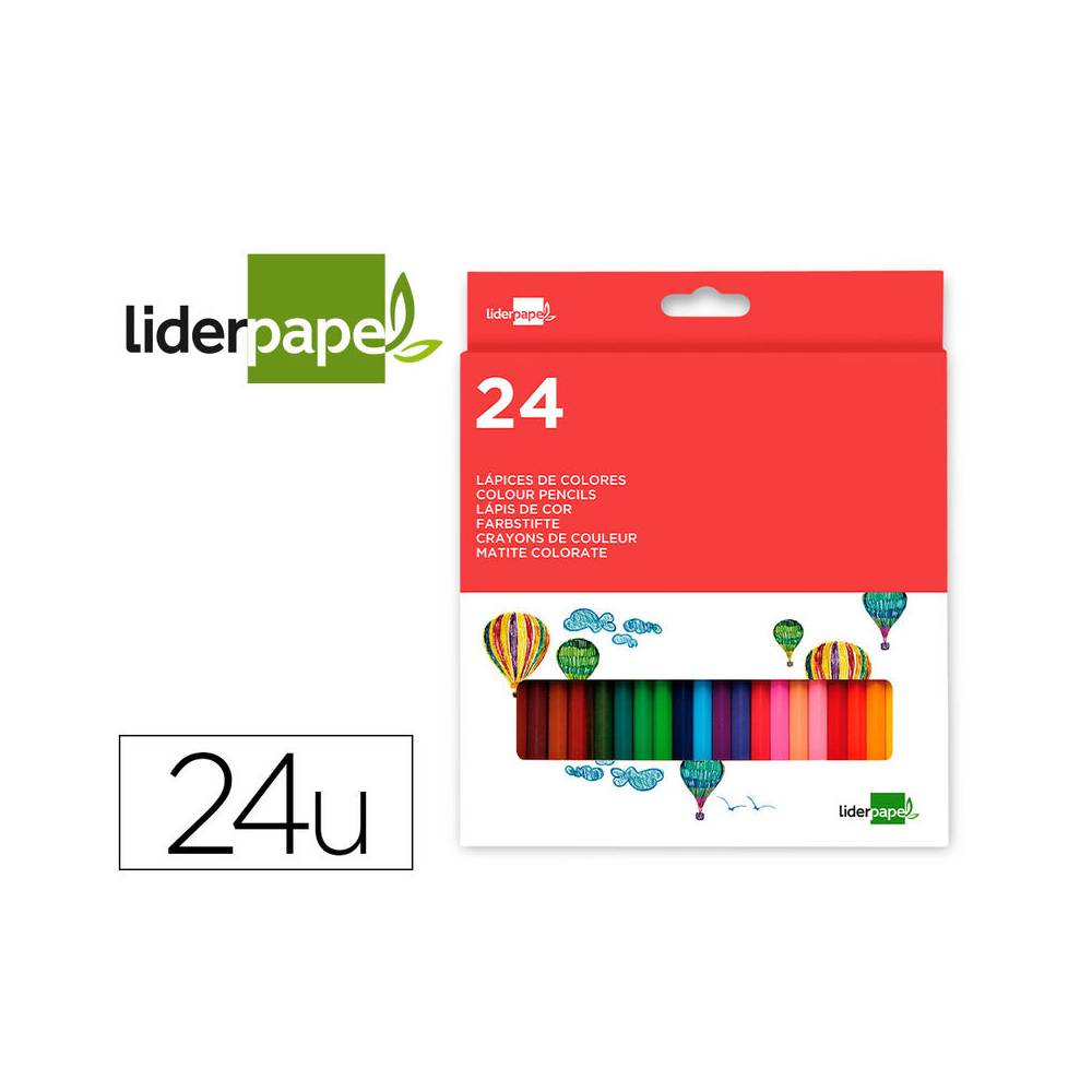 Lapices de colores liderpapel caja de 24 unidades colores surtidos