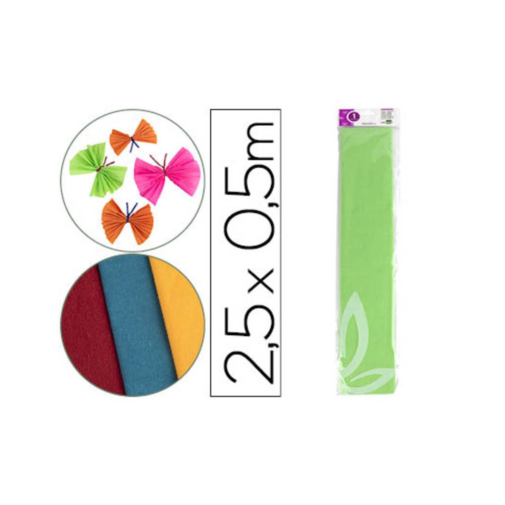 Papel crespon liderpapel 50 cm x 2.5m 34g/m2 verde claro