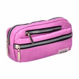 Bolso escolar liderpapel portatodo ovalado 3 bolsillos violeta pastel 195x40x100 mm