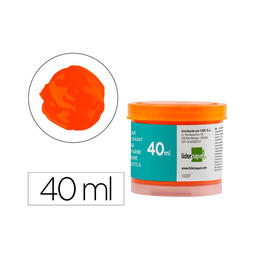 Tempera liderpapel escolar 40 ml naranja