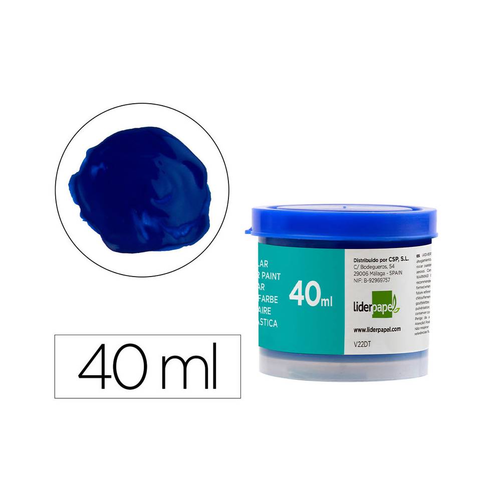 Tempera liderpapel escolar 40 ml azul ultramar